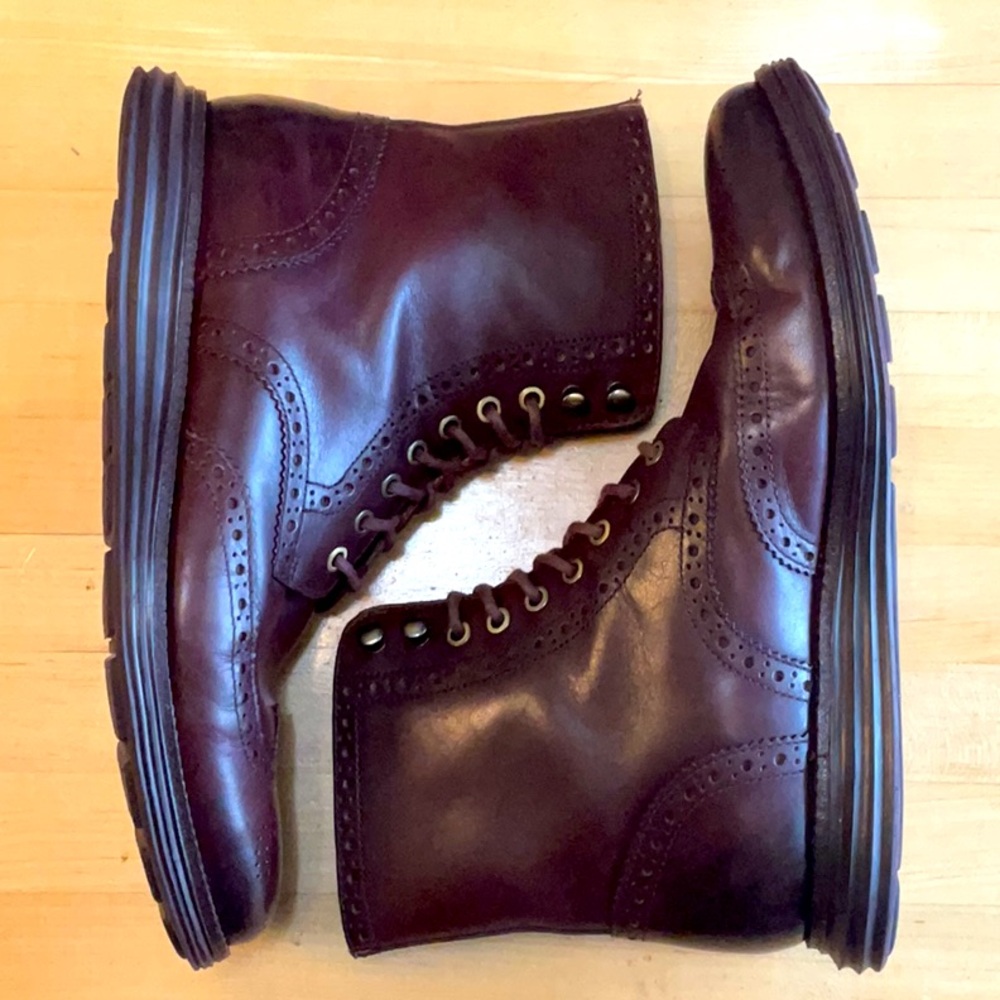 Cole Haan Lunargrand Wingtip Boot Oxblood Waterproof Size UK9/US10